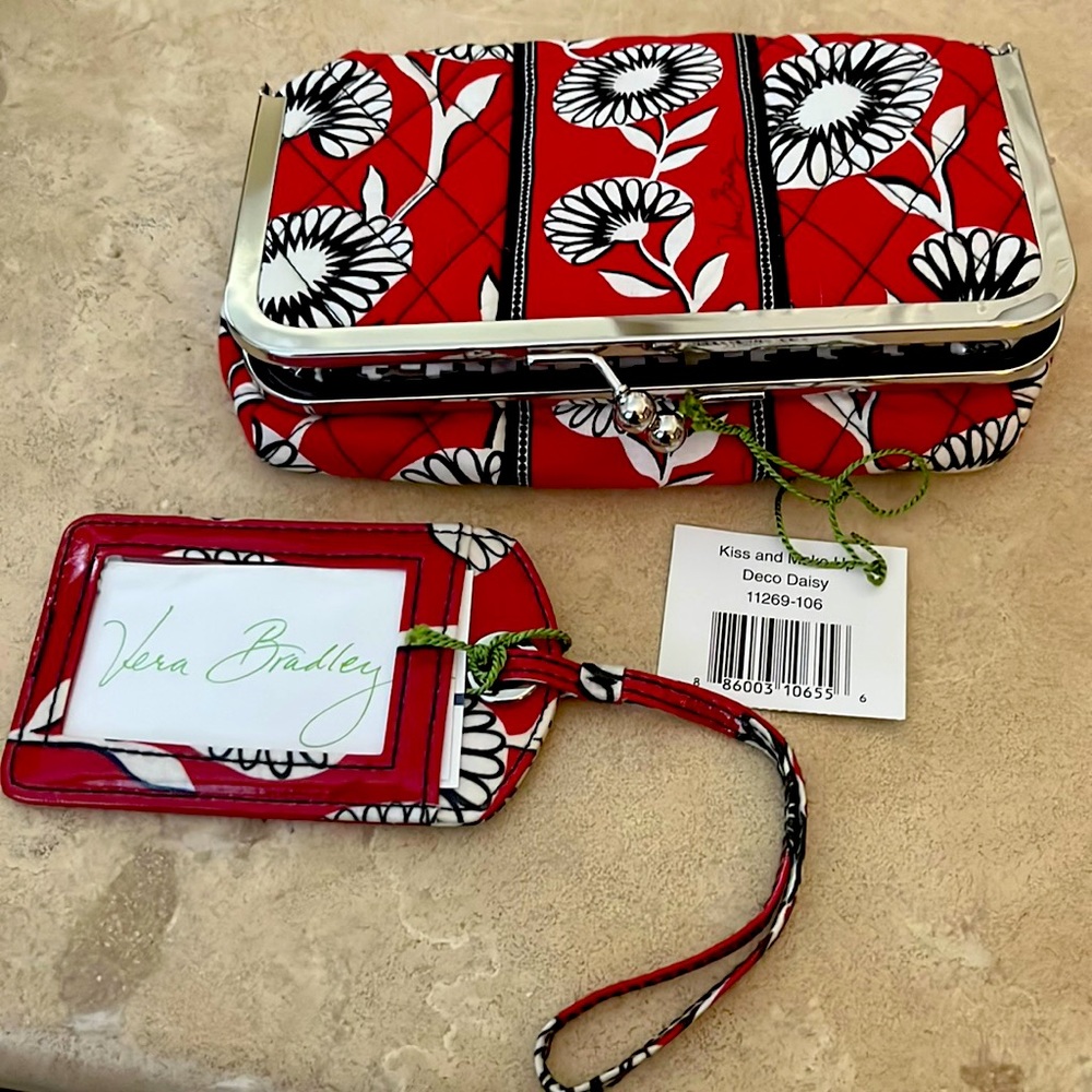 Vera Bradley Deco Daisy Cosmetic Bag & Luggage Tag